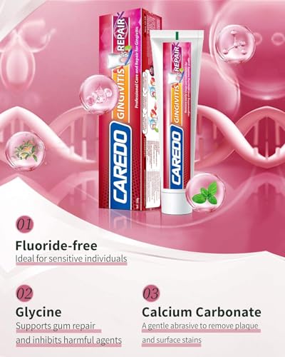 CAREDO Gingivitis Toothpaste Gum Repair for Bleeding Gums, Swollen Gums Treatment for Gum Sensitivity, Gingivitis Treatment for Gum Disease, Reverse Gingivitis Treatment for Adults Oral Care, 3.52OZ