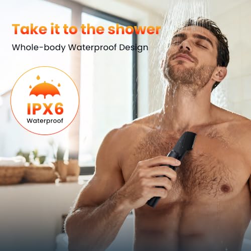 MAXGROOM Manscape Body Hair Trimmer for Men, Waterproof Pubic, Groin & Ball Shaver, No-Nick Mens Electric Grooming Kit with LED Display, USB Rechargeable, Adjustable Guide Comb Black
