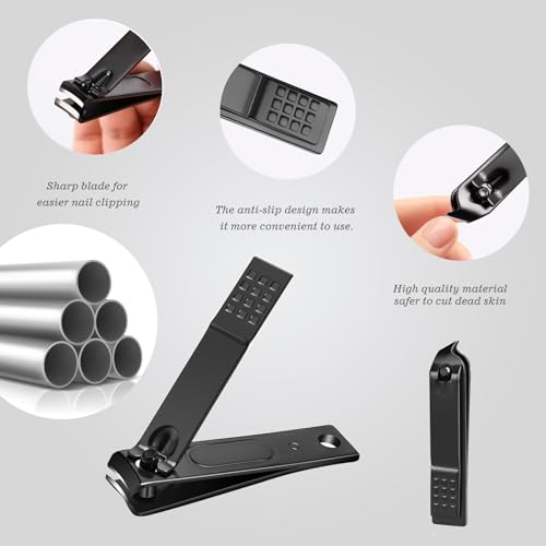 Manicure Pedicure Set Personal Care Nail Clipper Kit 7 PCS Manicure and Pedicure Kit Nail Care Kit for Men Suitable for Travel(Black) Present for Men Husband Boyfriend Parent black