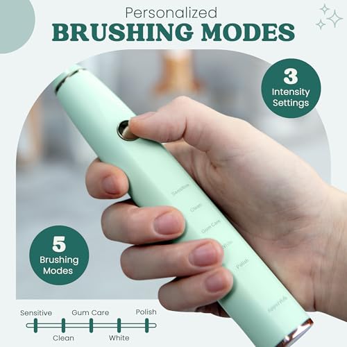 Sonic Electric Toothbrush for Adults – Battery Powered Tooth Cleaning Brush with Timer, 5 Modes & 3 Intensity Levels – Long-Lasting 90-Day Battery Life