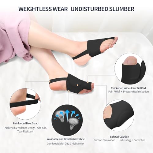 Bunion Corrector for Women & Men, Big Toe, Black, 2PCS
