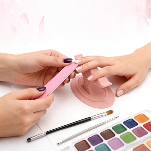 Nail Finger Rest Stand, Whale Tail Shaped Silicone Stable Manicure & Pedicure Support Holder for Nail Painting Gel Polish Application Compact & Portable for Home Salon Use (Pink)