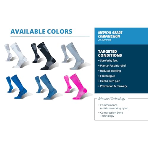 OS1st FS4 Compression Bracing Plantar Fasciitis Socks relives heel pain, improves circulation and overal foot health Large Gray