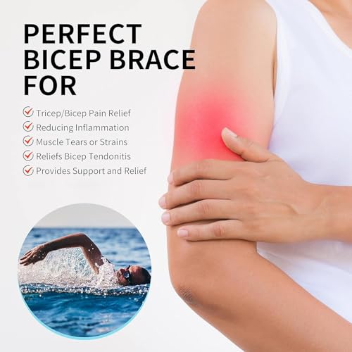 FEATOL Bicep Tendonitis Brace Compression Sleeve Support, Upper Arm Brace Tricep Bicep Support Bands for Men and Women, Arm Wrap Pain Relief for Muscle Strains and Inflammation(Black, X-Large) Black