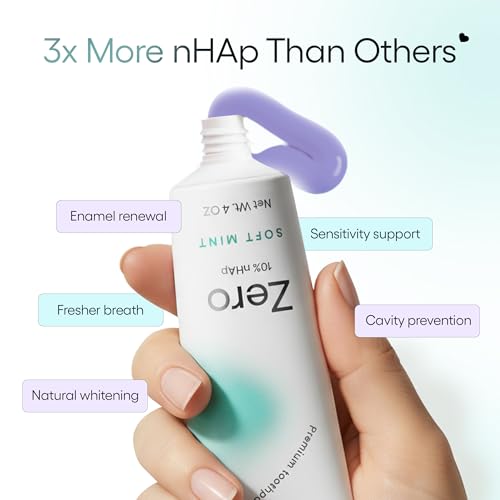 Something Nice Zero Toothpaste - 10% Nano Hydroxyapatite Toothpaste Fluoride Free, Remineralizing, Enamel Repair and Natural Whitening, Suitable for Sensitive Teeth, Adults & Kids Oral Care, Mint, 4oz