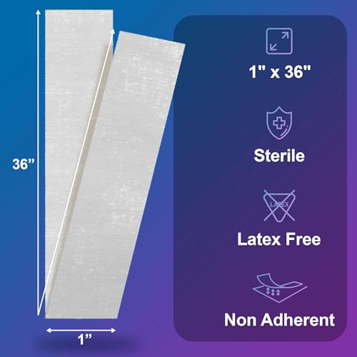 Petrolatum Gauze Non Adherent Dressings 1x36, 12 Pack Box, Fine Mesh Gauze Wound Dressing Infused with White Petroleum Jelly for Exuding Wounds, Burns - Latex Free Occlusive Bandages 1" x 36" (12 Pack Box)