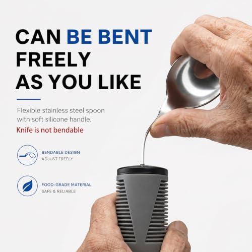 Holotap Adaptive Utensils for Hand Tremors,Elderly 270° Adjustable 4PCS Gray