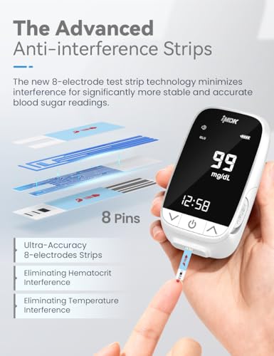 IMDK Blood Sugar Test Kit, Precision Blood Glucose Monitor Kit with 100 Glucometer Strips, 100 Lancets, 1 Lancing Device and 1 Control Solution, High Accuracy ± 9% & No Coding Required