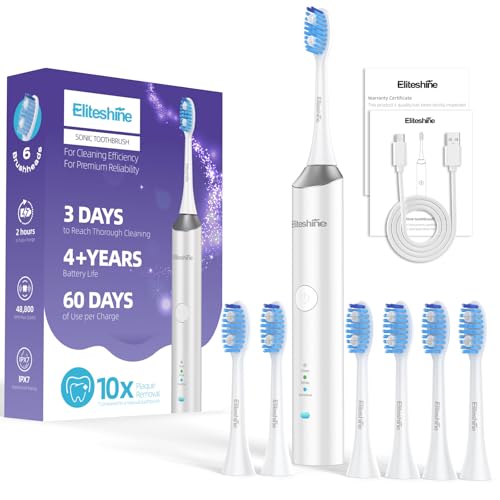 1-Pack Electric Toothbrush and its 4-Pack Replacement Brush Heads with Medium-Hard Bristles Bundle