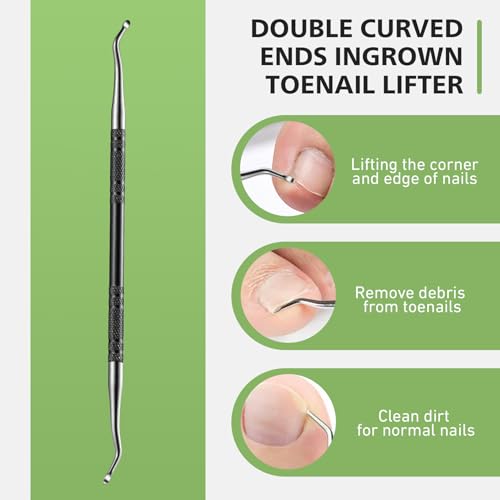 BALUCA Toenail File for Thick Nails & Ingrown Relief | Heavy Duty Metal Emery Board with Toenail Lifter for Seniors, Coarse Grit & Durable Stainless Steel Design (Black, 1.0, Count, 180/240 Grit) Black