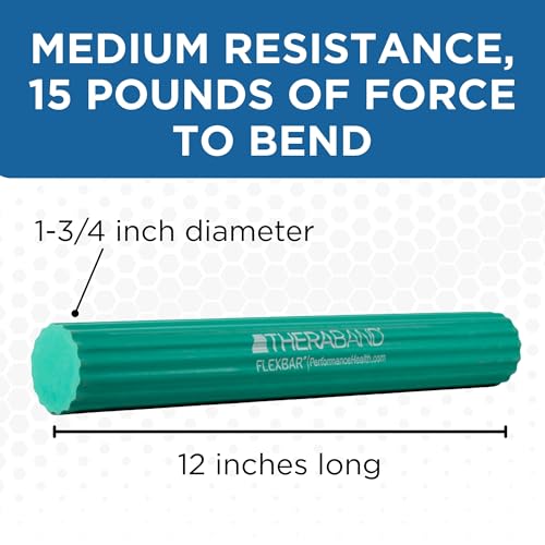 THERABAND FlexBar Resistance Bar, Tennis Elbow, Physical Therapy, M, Green