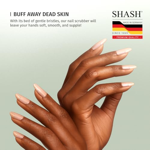 SHASH Made in Germany - 100% First Cut Boar Bristle Nail Brush - Gently Removes Dirt, Grime for Clean Hands - Exfoliates Skin for Soft, Smooth Texture, Wood (Olive) (Black Boar Bristle) Black Boar Bristle