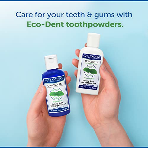 Eco-Dent DailyCare Baking Soda Toothpowder, Mint - Fluoride-Free Toothpaste Powder, SLS-Free Tooth Powder with Minerals, and Essential Oils, Toothpaste Alternative, 2 Oz Each (Pack of 6)
