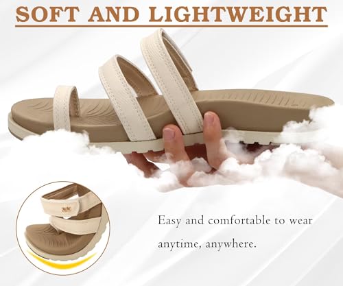 KuaiLu Womens Slides Sandals With Arch Support Comfort Plantar Fasciitis 9 Beige