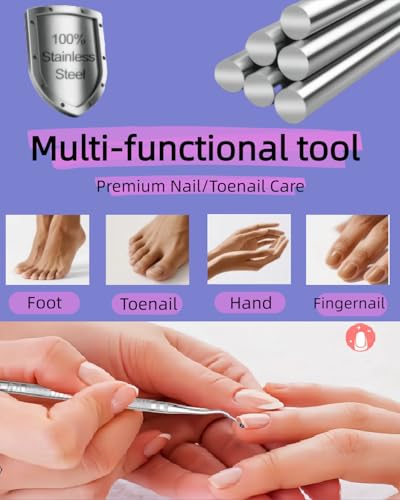 10 Pcs Ingrown Toenail File and Lifters, Ingrown Toenail Removal Kit, Pedicure Tools for Feet with Callus/Dead Skin/Corn Removal, Nail Correction, Polishing & Pain Relief - Stainless Steel with Case
