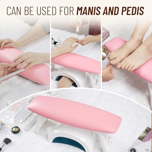 15.2 Inches Big Nail Arm Rest Hand Rest Stand, Nails Tech Must Have Supplies, Professional Foldable Soft Microfiber Leather Foot Hand Stand Cushion Pillow for Manicure Station, Black