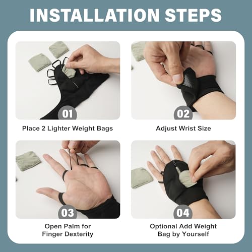 Weighted Gloves for Tremors-Adjustable Hand Gloves Stability Aid for Parkinson's Hand Tremors, Enhanced Grip & Writing Support for Elderly X-Large Right Hand