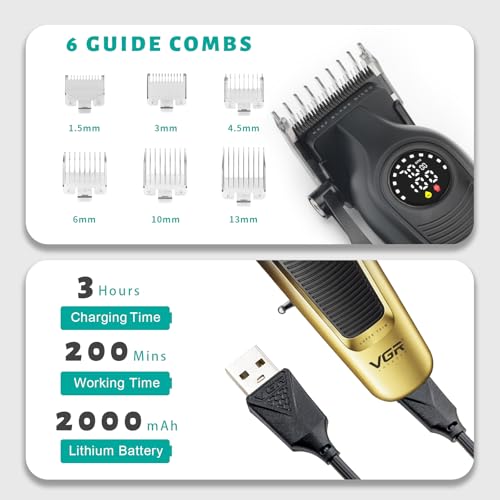 VGR 196 Professional Hair Clippers for Men with 7000 RPM Motor, Gold