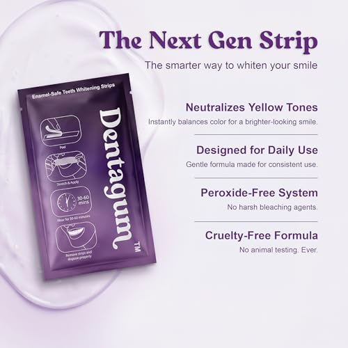 Purple Whitening Strips for Teeth - 28 Strips - Teeth Whitening Strips with Pap+ & Nano Hydroxyapatite - Enamel Safe, Low Sensitivity, Removes Stains Fast