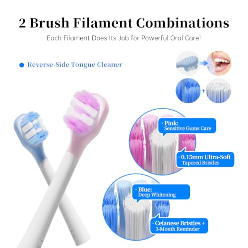 FitTimer Sonic Electric Toothbrush,3Timer Modes, 42000 VPM,147-Day