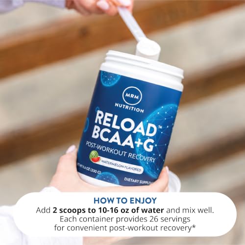 MRM BCAA+G Reload Post-Workout Powder - Keto - 26 Servings, Watermelon 11.6 Ounce
