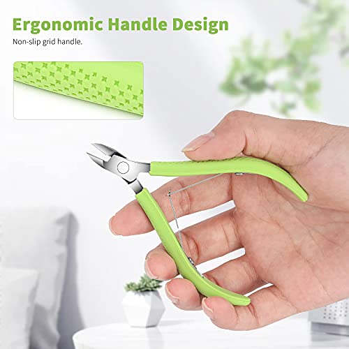 FVION Cuticle Clippers – Small Cuticle Trimmer, Rubber Coated Handle Manicure Tools – Full Jaw Cuticle Cutter for Nails (9mm) Green