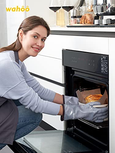 LANON Wahoo Liquid Silicone Oven Mitts,Heat Resistant Gloves,Purple,M/8 Purple M/8