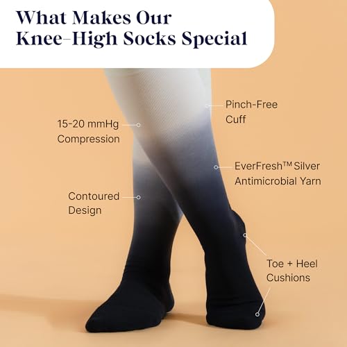 Comrad Breathable Knee High Compression Socks with Targeted Arch Support Wide Calf Medium Heather Grey
