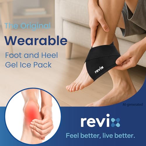 REVIX Heel Ice Pack Wrap for Plantar Fasciitis & Heel Spurs, Hot & Cold Gel standard 2.0