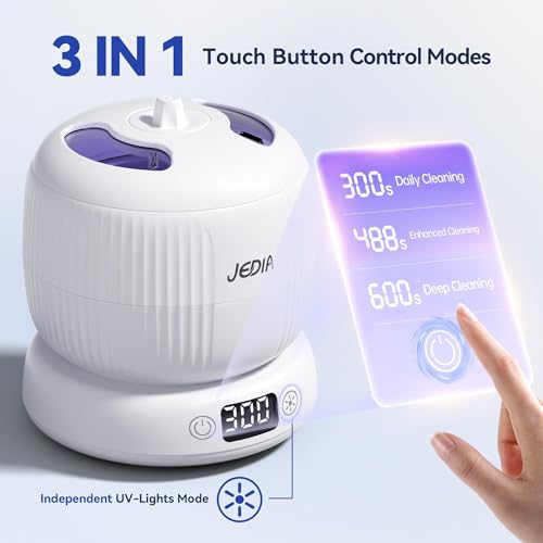 Ultrasonic Retainer Cleaner Machine with 4 Modes – 45kHz 180ML Ultrasonic Cleaner for Retainer,Denture,Mouth Guard,Ring,Jewelry,Leak-Proof Detachable Tank & Base, Easy-to-Clean