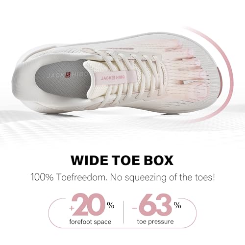 JACKSHIBO Wide Toe Box Shoes Women Orthopedic Plantar Fasciitis Sneakers 9 Wide Toe Box Almond