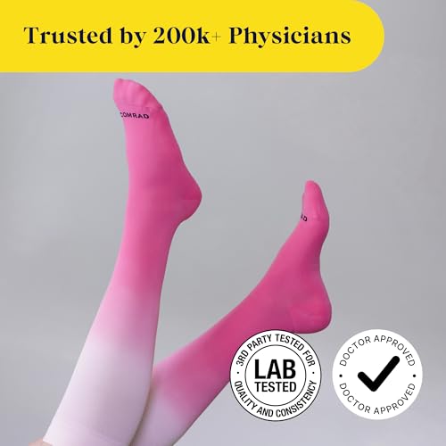 Comrad Breathable Knee High Compression Socks with Targeted Arch Support Wide Calf Medium Heather Grey