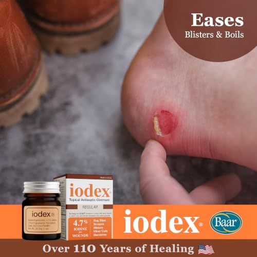Baar Iodex Topical Ointment, 4.7% Iodine, 1 oz 1 Ounce (Pack of 1)