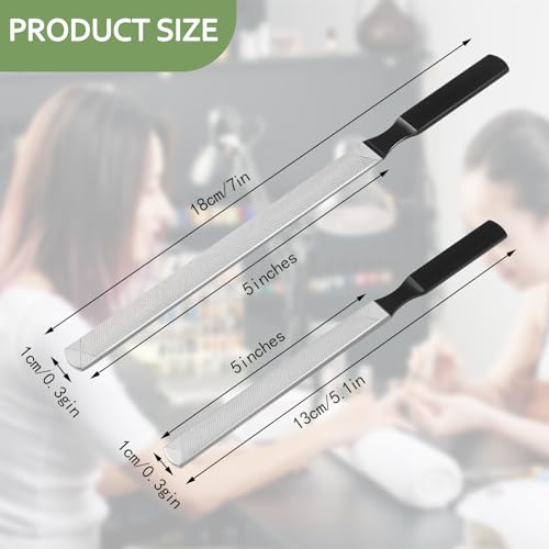 JIEYAO 2 Pcs Toe Nail Files for Thick Nails, Stainless Steel Nail Files for Women, 4 Sides Dog Nail File Board Professional Nail Dresser Manicure Pedicure Tool for Men Seniors & Dogs