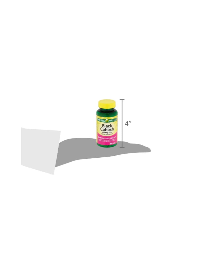 Spring Valley Black Cohosh - Menopause Support 40 mg, 100 Count + STS Sticker.