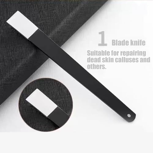 6PCS Pedicure Knife Set, Professional Stainless Steel Callus Remover with Storage Bag, Ingrown Toenail Knife Tools Foot Scraper Knife for Dry, Hard, and Cracked Skin Care - Black