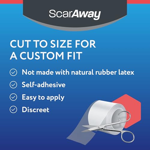 ScarAway Clear Silicone Scar Tape, Medical-Grade Cut-to-Size Silicone Strip for Surgery, Burn, Hypertrophic & Keloid Scars, Self-Adhesive, Water-Resistant, 60” x 1.6” Tape Roll