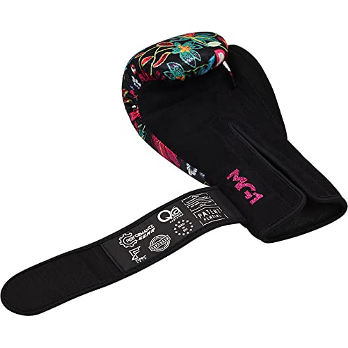 RDX Women Boxing Gloves for Training Muay Thai Flora Skin Ladies Mitts for Sparring, Fighting Kickboxing Good for Punch Bag, Focus Pads and Double End Ball Punching Black 10 oz - BeesActive Australia