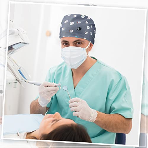 Saintrygo 8 Pcs Dental Scrub Caps Adjustable Nurse Hats Badge Reel Bag