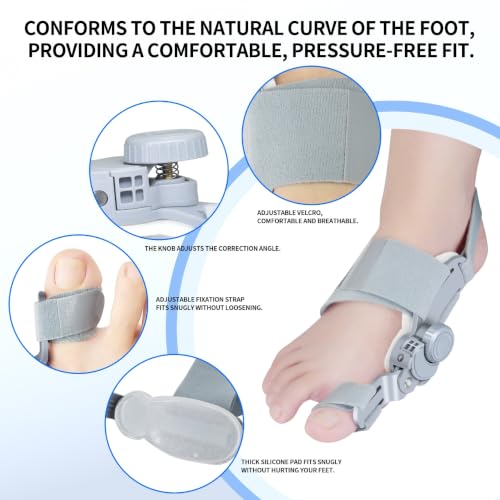Bunion Corrector for Women Men Big Toe,Bunion Splint Big Toe Straightener Brace for Women Men,Bunion Pads for Bunion Fix Pain Relief Gray 1