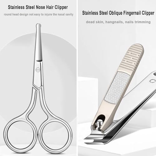Manicure Set,Professional Nail Care Manicure Pedicure Kit,11 in 1 Stainless Steel Nail Clipper Set Grooming Tool with Exquisite Leather Travel Case for Men&Women
