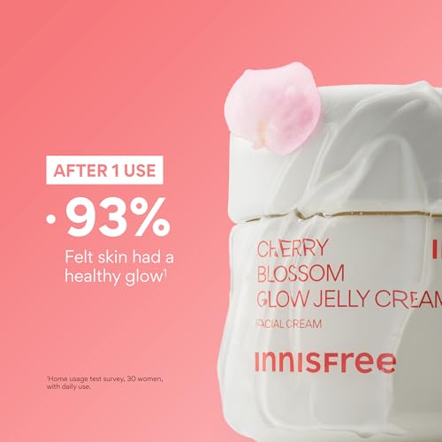 Innisfree Cherry Blossom Glow Jelly Cream | Hydrating Korean Moisturizer with Niacinamide for Smooth, Radiant Skin | Face Cream for Glass Skin and Dewy Finish New 1.69 Fl Oz (Pack of 1)