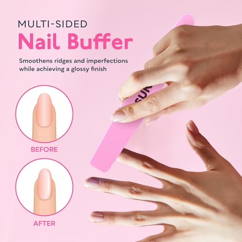 SUNUV Cuticle Nippers & Pusher, 4PCS Manicure Set with Nail File and Buffer