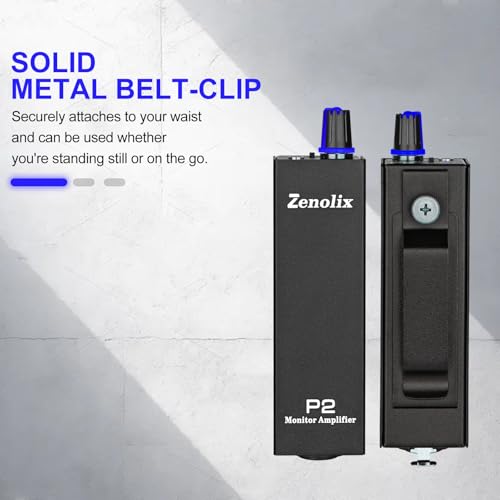 P2 Portable In Ear Monitor Amplifier, Headphone Amp with XLR/TRS Inputs 3.5mm Output, Enhanced Sound Quality, Durable Belt Clip, Guitar Headphone Amplifier with Stereo/Mono Switch for Performers,Black Black