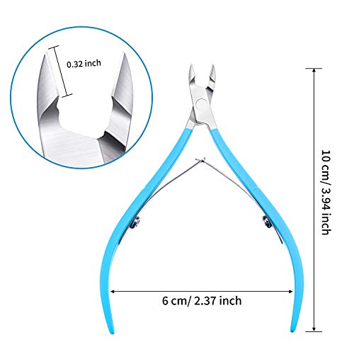 Mudder 3 Pack Blue Cuticle Trimmer Nippers Cutter Tool Stainless Steel Nail Cuticle Scissors Remover with Pointed Blade Scissors Pedicure Manicure Tool for Fingernails and Toenails Nails Care
