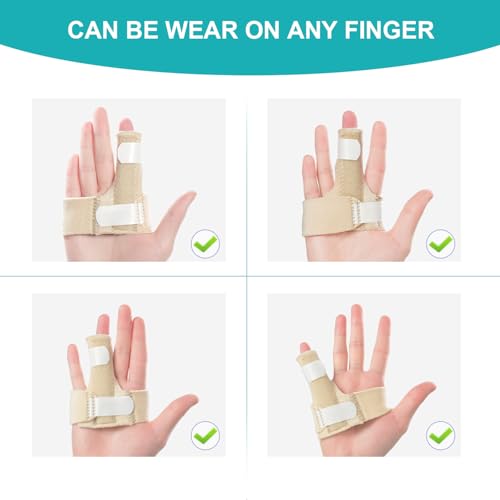 Promifun Finger Braces, 2 Pack Trigger Finger Splints for Straightening, Mallet Finger and Broken Finger, Finger Straighteners Provide Support and Relieve Pain - Khaki