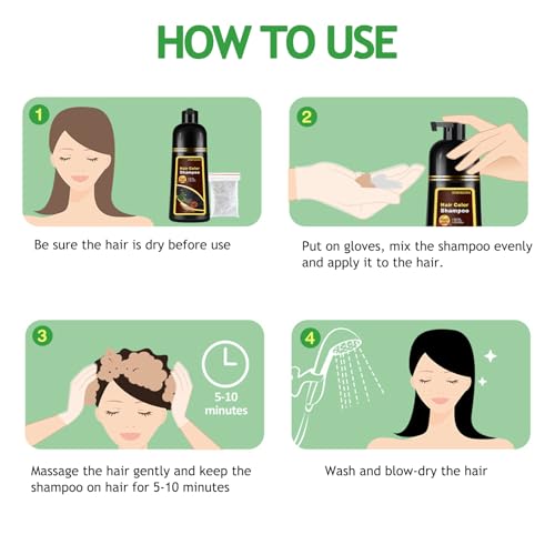 Natural Light Brown Hair Dye Shampoo 3 in 1, Hair Color Dye for Men & Women
