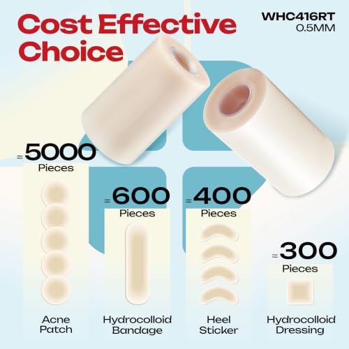 LIFARA Hydrocolloid Roll for Wound Care - Cut-to-Size, Extra Large Hydrocolloid Patch Bandages with Self-Adhesive, Waterproof, First Aid Kit Essential (4in*16ft, 19.7mils/ 0.5mm Thickness) Clear 4in*16ft, 19.7mil/ 0.5mm Thickness