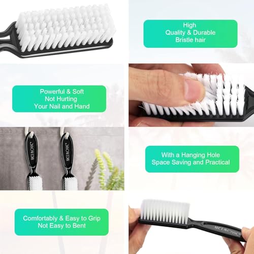 NICEMOVIC 30 Pcs Handle Grip Nail Brush, Hand Fingernail Cleaner Brush Manicure Tools Scrub Cleaning Brushes Kit, Use for Toe and Nail Cleaning (Black) Black