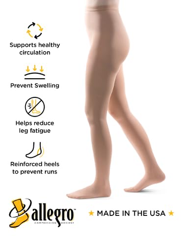 Allegro Surgical 303 Firm Compression Pantyhose, 30-40 mmHg for Men & Women X-Tall Black